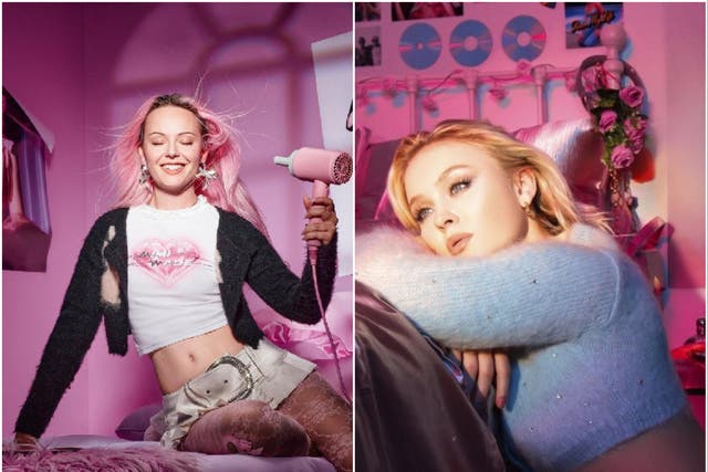 <p>Hannah Diamond’s album (left) and Zara Larsson’s album</p>